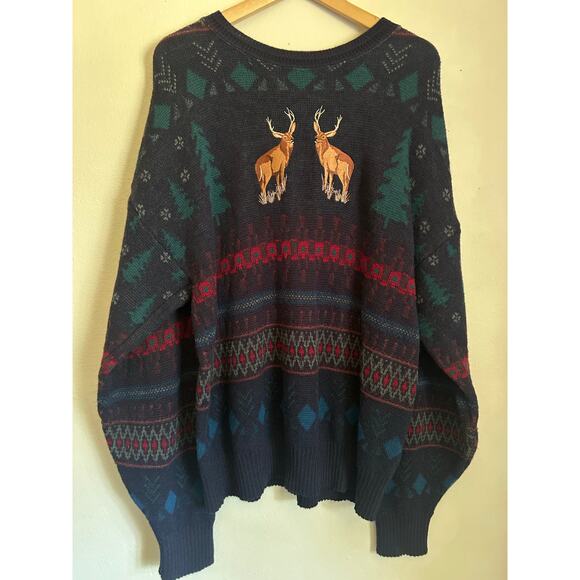 Vintage Pendleton 80s Wool Deer/Winter Theme Sweater Mens XL - Picture 2 of 8